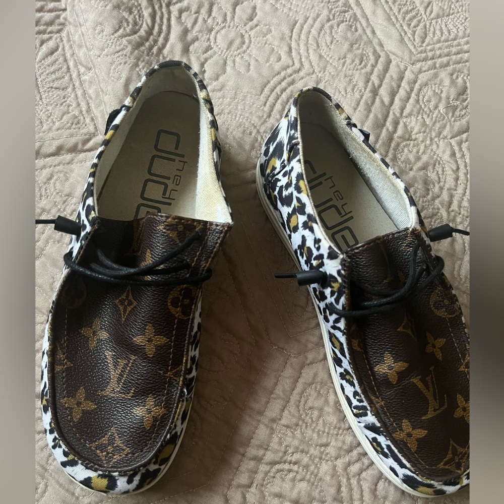 Hey Dude Brown Leopard Print Sneakers